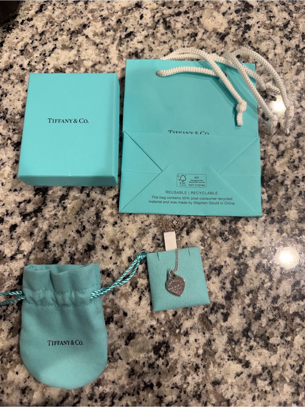 Tiffany & Co. Return to Tiffany Heart Tag Necklace with blue enamel